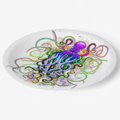 Assiettes En Carton Octopus Luminescence psychédélique (Angle)