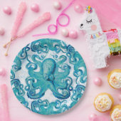 Assiettes En Carton Octopus Marine Vie Océan Animaux Plage Nautique (Fête)