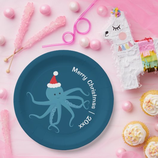 Assiettes En Carton Octopus Père Noël Joyeux Noël (Fête)