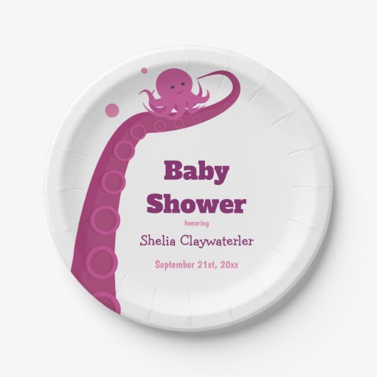 Assiettes En Carton Octopus rose | Plaques de papier (Devant)