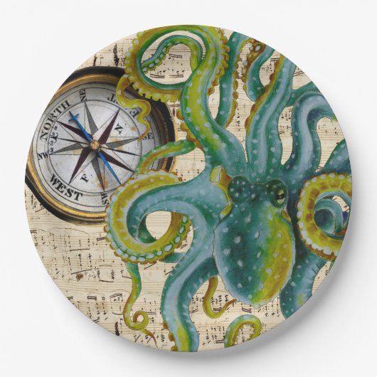 Assiettes En Carton Octopus Tentacles Compass Music (Devant)