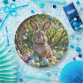 Assiettes En Carton Oeuf de Pâques avec lapin (Fête)