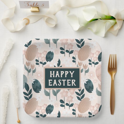 Assiettes En Carton OEuf de Pâques vert de Pêche (Mariage)