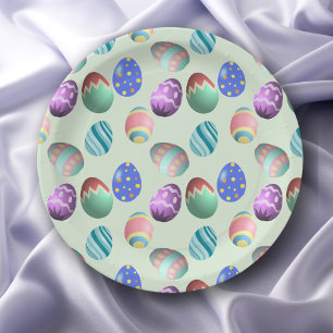 Assiettes En Carton Oeuf de Pâques Vert Fête de Pâques Oeuf de Pâques