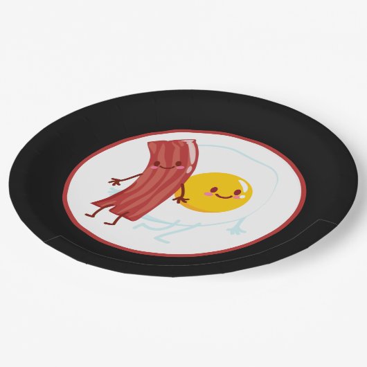 Assiettes En Carton oeufs Bacon mignon Petit déjeuner (Angle)