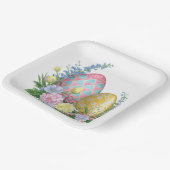 Assiettes En Carton Oeufs de Pâques et fleurs (Angulaire)