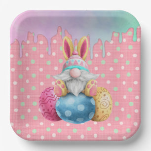 Assiettes En Carton Oeufs de Pâques Gnome Polkadot Lecteurs de glace