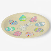 Assiettes En Carton Oeufs de Pâques peints et lapin (Angle)