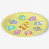 Assiettes En Carton Oeufs de Pâques peints sur jaune (Angle)