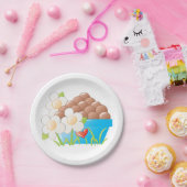 Assiettes En Carton Oeufs en Bleu avec Fleurs et Coeur (Fête)