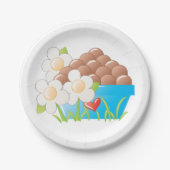 Assiettes En Carton Oeufs en Bleu avec Fleurs et Coeur (Devant)