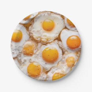 Assiettes En Carton Oeufs Fried Sunny Side Up. Série de petits déjeune