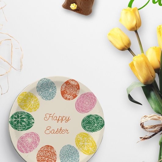Assiettes En Carton Oeufs ukrainiens Pysanky Décorés Joyeux Pâques
