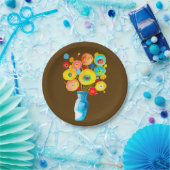 Assiettes En Carton OEuvre d'aquarelle de fleurs funky (Fête)