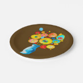 Assiettes En Carton OEuvre d'aquarelle de fleurs funky (Angle)