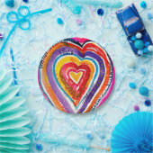 Assiettes En Carton OEuvre d'aquarelle du coeur (Fête)