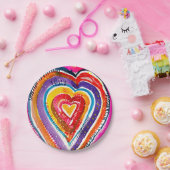 Assiettes En Carton OEuvre d'aquarelle du coeur (Fête)