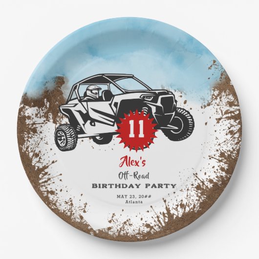 Assiettes En Carton Off Road Adventure VTT Monster Truck Anniversaire (Devant)