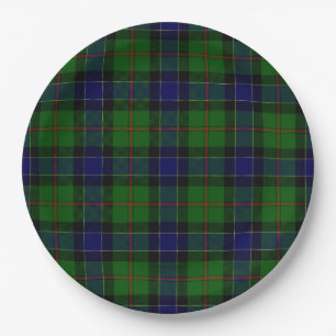 Assiettes En Carton Ogilvie tartan bleu vert plaid