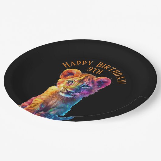 Assiettes En Carton Oh Baby Big Cat Cub Anniversaire et âge (Angle)