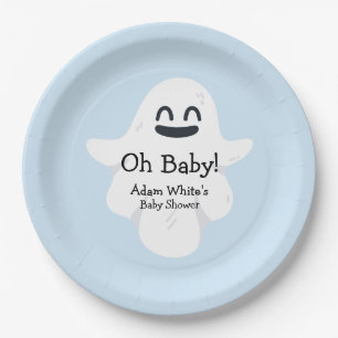 Assiettes En Carton Oh Baby Blue Ghost Halloween Baby shower