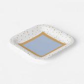 Assiettes En Carton Oh Baby Blue Gold Ginkgo Baby shower Carré Leaf (Angulaire)