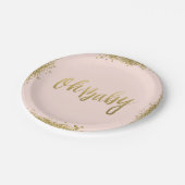 Assiettes En Carton Oh Baby Blush Pink Gold Parties scintillant Baby s (Angle)