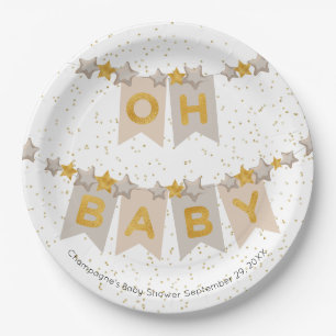 Assiettes En Carton Oh Baby Boho Bunting Flags Baby shower