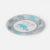 Assiettes En Carton Oh Baby Boy Elephants Motifs Chevron Moderne (Angle)