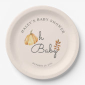 Assiettes En Carton Oh Baby Citrouille d'aquarelle Automne Baby shower (Devant)