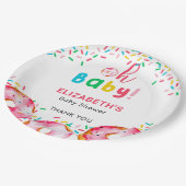 Assiettes En Carton Oh Baby Donut Douche mignonne arc-en-ciel arroses (Angle)