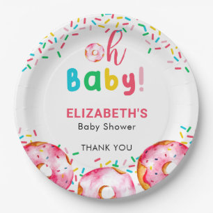 Assiettes En Carton Oh Baby Donut Douche mignonne arc-en-ciel arroses