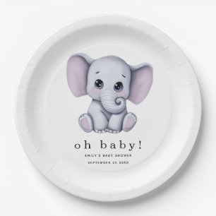 Assiettes En Carton Oh Baby Elephant Sexe Baby shower neutre
