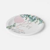 Assiettes En Carton Oh Baby Eucalyptus Baby shower de ballon rose (Angle)