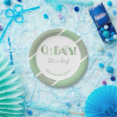 Assiettes En Carton Oh Baby Girl Sage Vert Baby shower moderne (Fête)