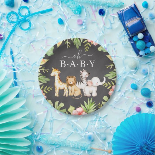Assiettes En Carton Oh Baby Jungle Baby shower 7" Plaque (Fête)