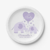 Assiettes En Carton Oh Baby Lavender Lovely Baby shower Elephant (Devant)