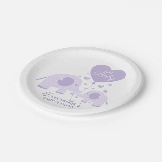 Assiettes En Carton Oh Baby Lavender Lovely Baby shower Elephant (Angle)