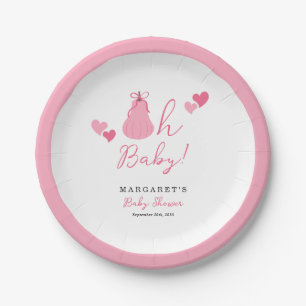 Assiettes En Carton Oh Baby mignon Citrouille rose Bow Girl Baby showe