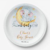 Assiettes En Carton Oh Baby mignonne Eléphant Baby shower aquarelle (Devant)