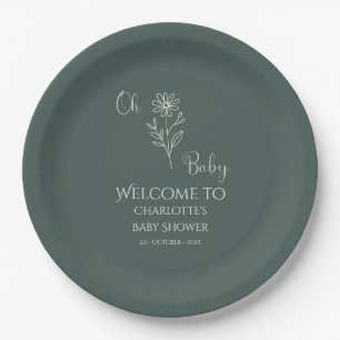 Assiettes En Carton Oh Baby Minimaliste Baby Shower Fleur Sauvage