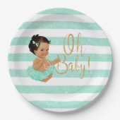Assiettes En Carton Oh Baby Mint Tutu Ballerina Stripes Gold Parties s (Devant)
