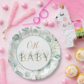 Assiettes En Carton Oh Baby Papier Plaques Baby shower Eucalyptus (Fête)