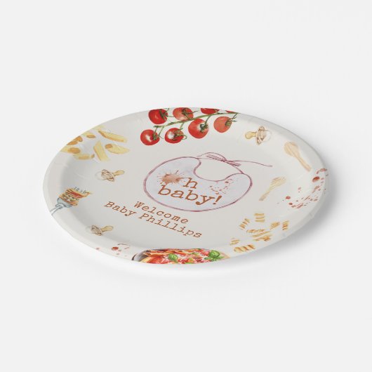 Assiettes En Carton Oh Baby Pasta & Pacificateurs Baby shower rose (Angle)