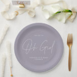 Assiettes En Carton oh Baby shower fille script lilas violet élégant<br><div class="desc">oh Baby shower de fille script moderne lavande lilas violet élégant design de plaque de papier de partie.</div>