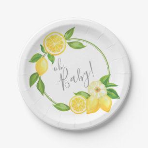 Assiettes En Carton Oh baby shower floral de guirlande de citron