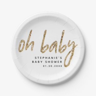 Assiettes En Carton Oh Baby Simply Elegant Gold Glam Baby shower