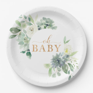 Assiettes En Carton Oh Baby Succulent Papier de Baby shower