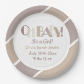 Assiettes En Carton Oh Baby Typographie Mocha Baby shower moderne (Devant)