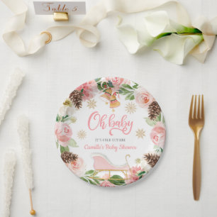 Assiettes En Carton Oh Baby Winter Girl Baby shower Papier personnalis